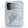Australia 1 dollar Shanghai Expo Map Shape Kookaburra MS 69 NGC silver coin 2010