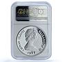 Cayman Islands 25 dollars Queen Victoria KM-20 PF 70 NGC silver coin 1977