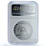 Kazakhstan 100 tenge Faisal Islamabad KM-96 Mosque PF 70 NGC silver coin 2006