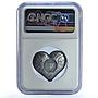 Palau 5 dollars Precious Heart KM-800 Love Gifts MS 67 NGC silver coin 2018