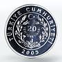 Turkey 20 yeni lira Turkish Kangal Dog proof silver coin 2005