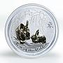 Australia 1 dollar Year of the Rabbit Series II Silver Gilded Coin 2011