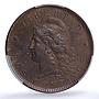 Argentina 2 centavos Republic Coinage Libertad KM-33 MS62 PCGS bronze coin 1892