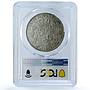 Belgium 5 francs Leopold II Coinage Position A KM-24 MS62 PCGS silver coin 1873
