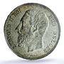 Belgium 5 francs Leopold II Coinage Position A KM-24 MS62 PCGS silver coin 1873