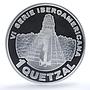 Guatemala 1 quetzal Ibero-American Architecture KM-289 Temple silver coin 2005