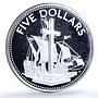 Bahamas 5 dollars Republic KM-91 Ship Clipper proof silver coin 1982