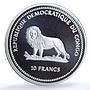 Congo 10 francs Green Butterfly KM-60 Wildlife Protection Fauna silver coin 2002