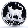 Isle of Man 1 crown Bengal KM-1111a Cat Crowns proof silver coin 2002