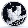 Isle of Man 1 crown Balinese Kittens KM-1165a Cat Crowns proof silver coin 2003