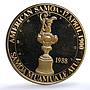 American Samoa 1 dollar America Cup RE KM-1.1 Sports Ship proof bronze coin 1988