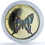 Congo 10 francs Swallowtail Brown Butterfly Wildlife Protection silver coin 2002