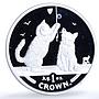 Isle of Man 1 crown Somali Kittens KM-1072a Cat Crowns proof silver coin 2001