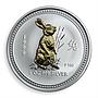 Australia $1 Year of Rabbit Lunar Series I 1 oz silver gilded coin CoA box 1999