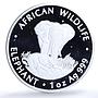 Zambia 5000 kwacha Elephant KM-73 African Wildlife Fauna proof silver coin 1999