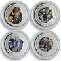 Cook Islands 2 dollars x 4 Set Sherlock Holmes Adventures silver coins 2007