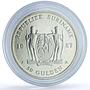 Suriname 30 gulden Central Bank KM-27 Anniversary Building silver coin 1987