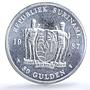 Suriname 30 gulden Central Bank KM-27 Anniversary Building silver coin 1987