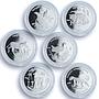 Turkmenistan 500 manat x 6 Set Red Book Animals Wildlife Fauna silver coins 1996