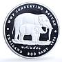 Thailand 200 baht Elephants Y#339 WWF Wildlife Fauna proof silver coin 1998