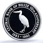 Belize 10 dollars Central Bank KM-104 Anniversary Bird proof silver coin 1992