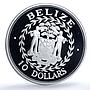 Belize 10 dollars Central Bank KM-104 Anniversary Bird proof silver coin 1992