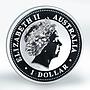 Australia 1 dollar Year of the Rooster Lunar Series I 1 Oz Silver Gilded 2005