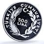 Turkiye 500 lira Year of the Child KM-931 UNICEF Mosque proof silver coin 1979