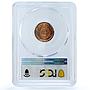 Peru 1 centavo Republic Coinage Radiant Star KM-211a MS65 PCGS bronze coin 1945