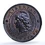 Argentina 1 centavo Republic Coinage Libertad KM-32 MS63 PCGS bronze coin 1889