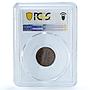 Spain 2 maravedis Queen Isabel Isabella II Segovia MS62 PCGS copper coin 1842