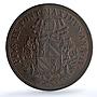 Italy Papal States 1 baiocchi Pius IX Coinage KM-1356 MS62 PCGS copper coin 1850