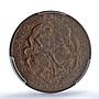 Spain Catalonia 5 centimos Catalanist Union St George MS63 PCGS copper coin 1900