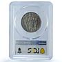 Italy Vatican 2 lire Pope Pius XI Standing Figure MS66 PCGS nickel coin 1929