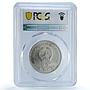 Mongolia 1 togrog Revolution Anniversary Man Horse MS67 PCGS AlBronze coin 1971
