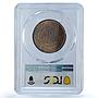 Brazil 40 reis Republic Coinage Coat of Arms KM-491 MS64 PCGS bronze coin 1897