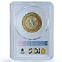 Mexico 10 pesos Millennium Aztec Rev. KM-636 MS 67 PCGS bimetal coin 2000