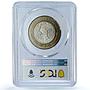 Mexico 20 pesos Republic Longer Stems KM-561 Hidalgo MS65 PCGS bimetal coin 1993