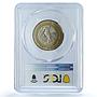 Mexico 10 pesos Republic KM-616 Aztec Sun MS 65 PCGS bimetal coin 1998