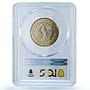 Mexico 10 pesos Republic KM-616 Aztec Sun MS 65 PCGS bimetal coin 1998