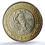 Mexico 10 pesos Republic KM-616 Aztec Sun MS 65 PCGS bimetal coin 1998