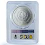 Mexico 5 pesos Mascaron Dios Chaac KM-577 Precolombina MS69 PCGS Ag coin 1994