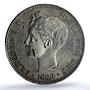 Spain 5 pesetas Alfonso XIII KM-707 Cal-28 AU 58 PCGS silver coin 1899 SG V