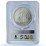 Belgium 50 francs Brussel Fair KM-107.1 Dutch Pos B MS 65 PCGS silver coin 1935