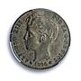 Spain 1 peseta Alfonso XIII KM-706 Calico-41 MS 62 PCGS silver coin 1896 PG V