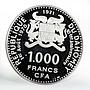 Dahomey 1000 francs 10th of Independence Somba Woman silver coin 1971