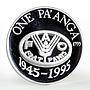 Tonga 1 pa'anga 50th Anniversary Food Organization silver coin 1995