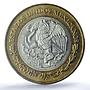 Mexico 20 pesos Republic Longer Stems KM-561 Hidalgo MS63 PCGS bimetal coin 1993