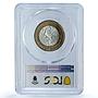 Mexico 10 pesos Republic KM-553 Aztec Sun MS 67 PCGS bimetal coin 1992