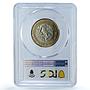 Mexico 10 pesos Republic KM-616 Aztec Sun MS 65 PCGS bimetal coin 1998